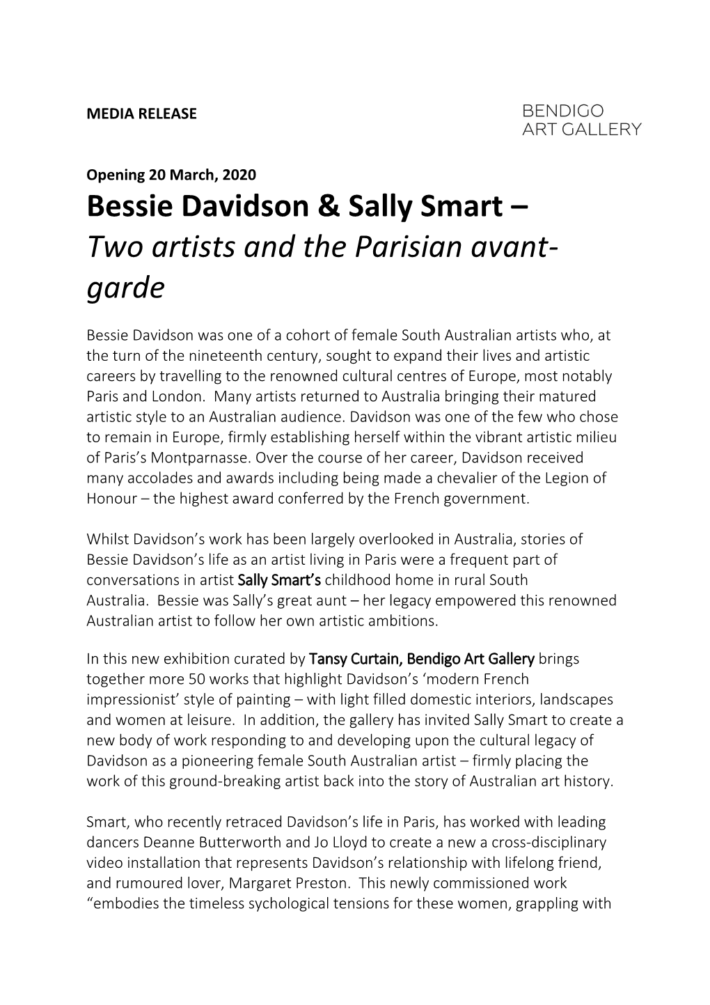 Bessie Davidson & Sally Smart – Two Artists and The