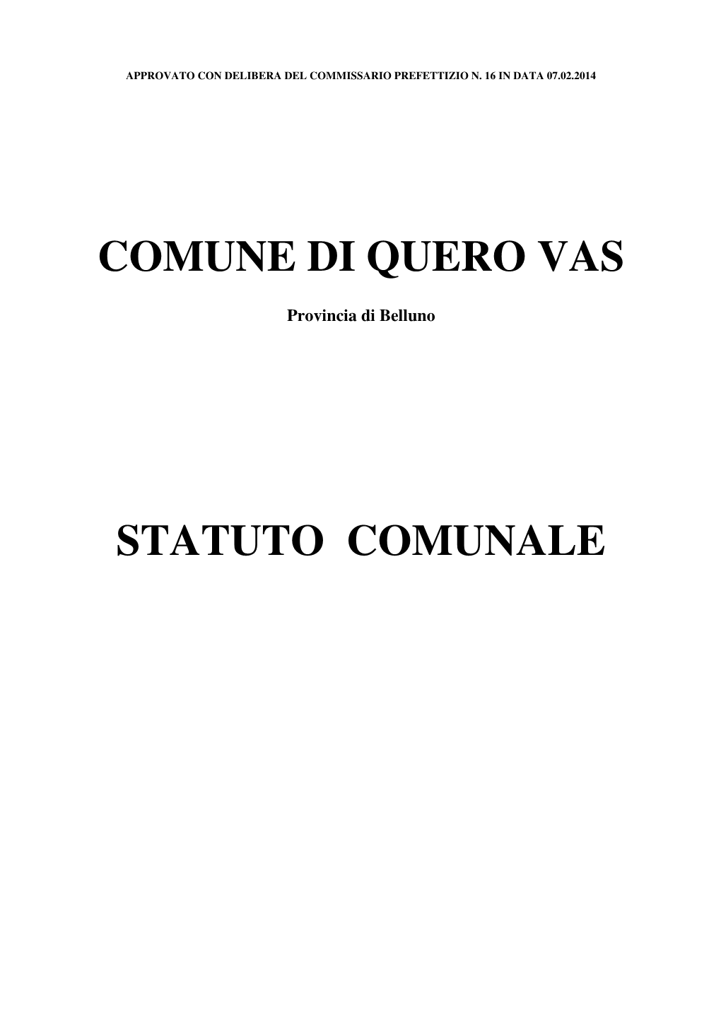 Comune Di Quero Vas Statuto Comunale