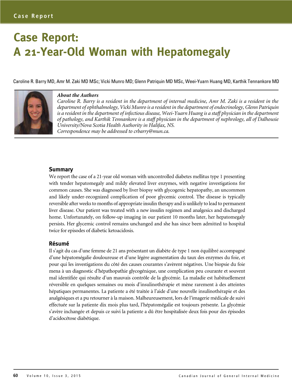 Case Report: a 21-Year-Old Woman with Hepatomegaly