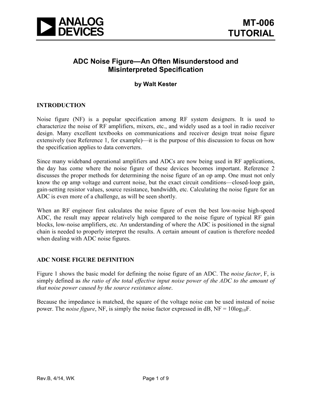 MT-006: ADC Noise Figure