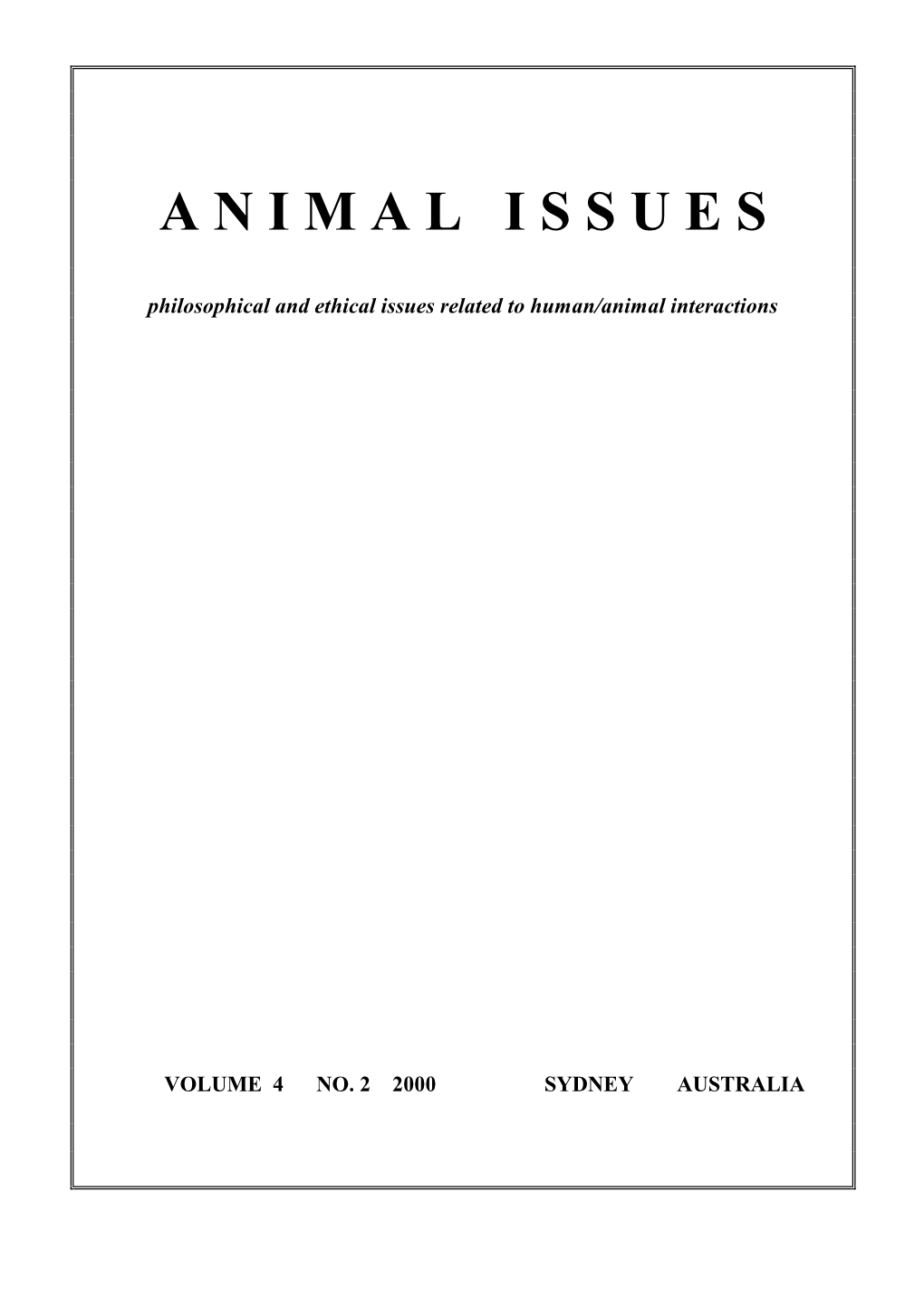 Animal Issues 4(2)