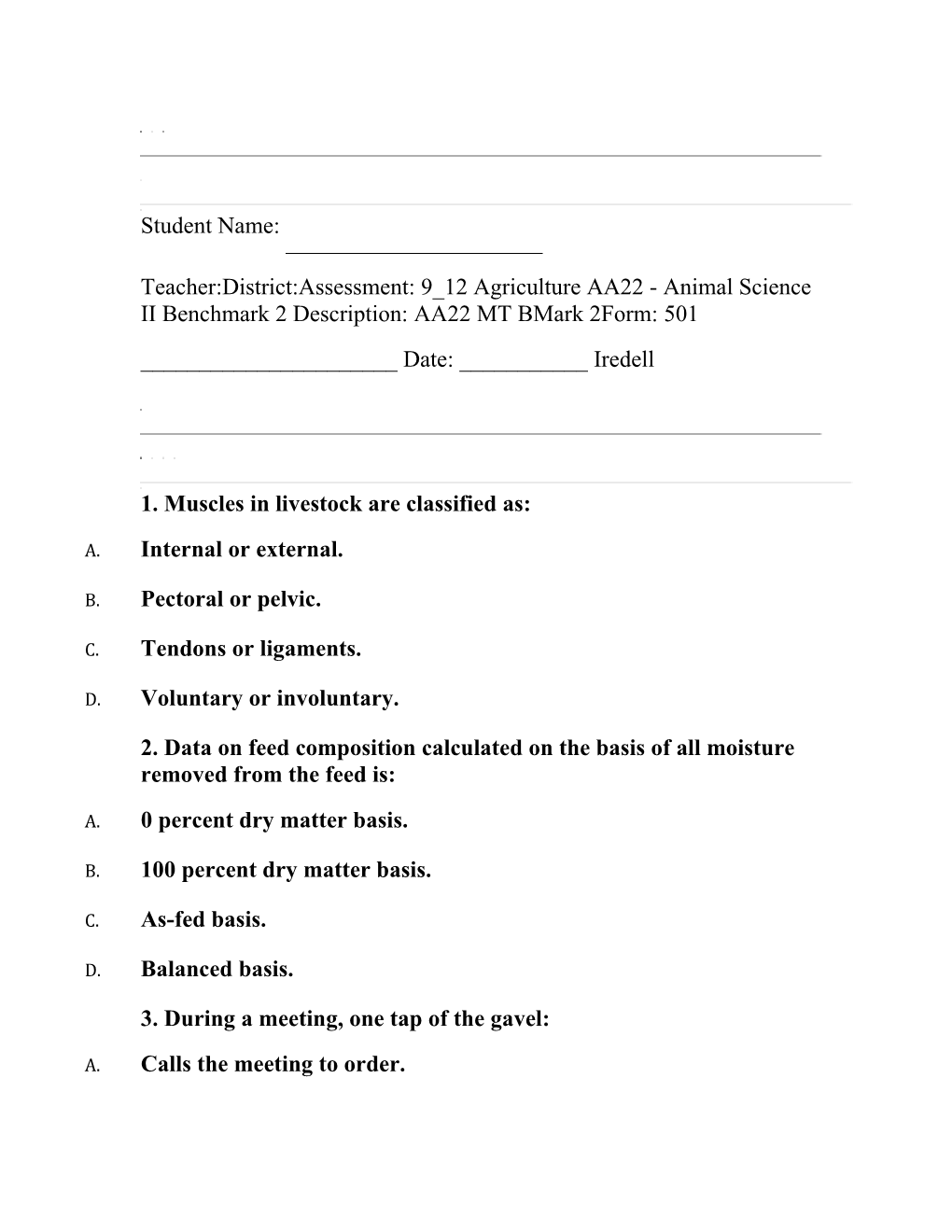 1. Muscles in Livestock Are Classified As