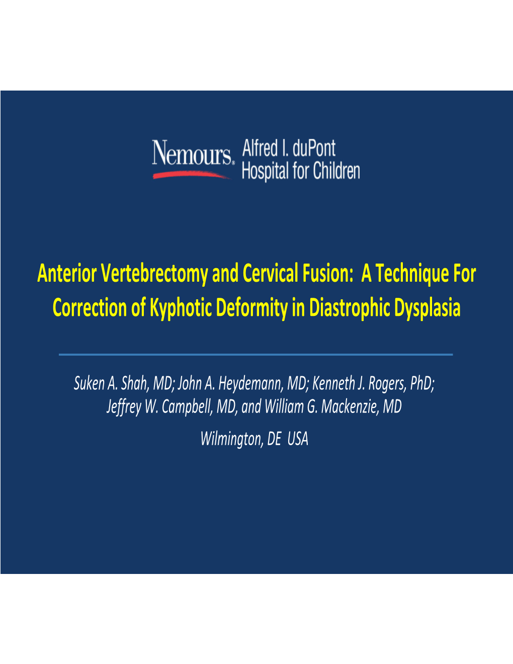Correction of Cervical Kyphosis in Diastrophic Dysplasia
