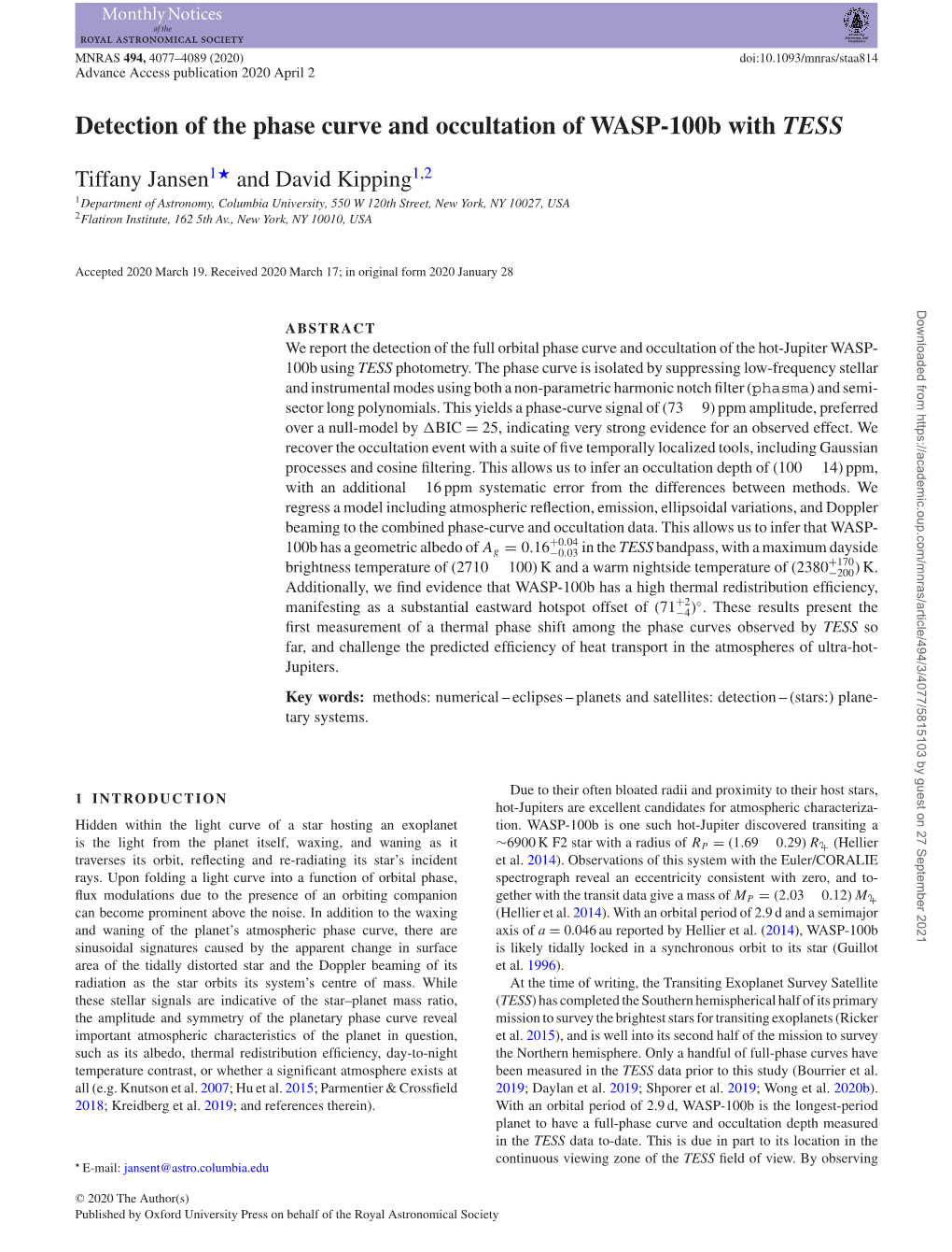 Detection of the Phase Curve and Occultation of WASP-100B with TESS