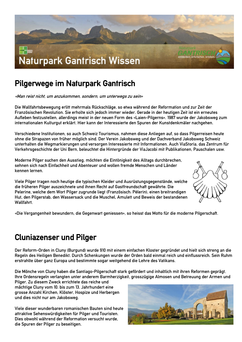 Pilgerwege Im Naturpark Gantrisch Cluniazenser Und Pilger