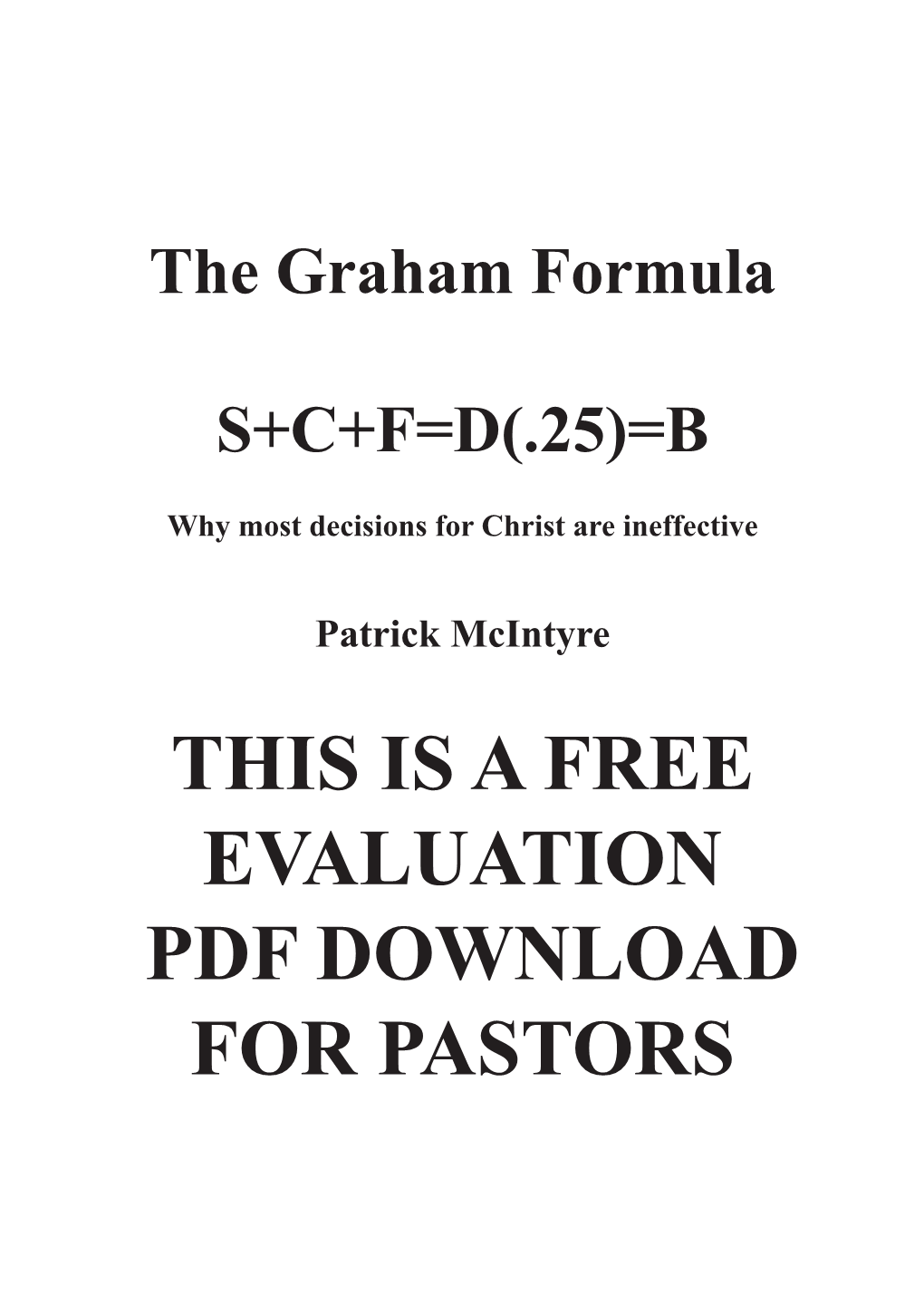 This Is a Free Evaluation Pdf Download for Pastors