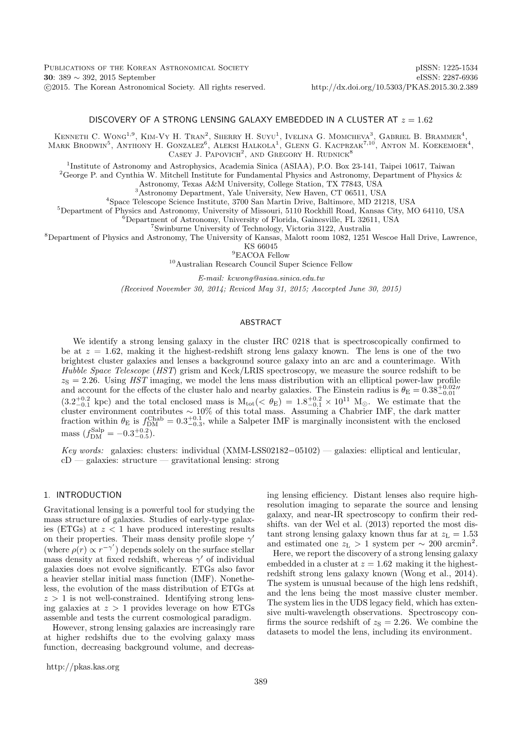 DISCOVERY of a STRONG LENSING GALAXY EMBEDDED in a CLUSTER at Z = 1.62