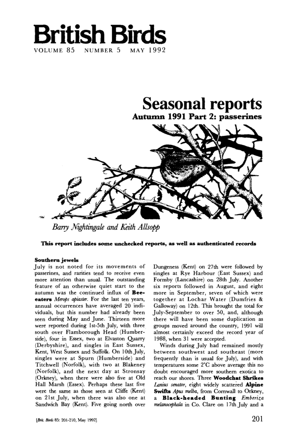British Birds VOLUME 85 NUMBER 5 MAY 1992