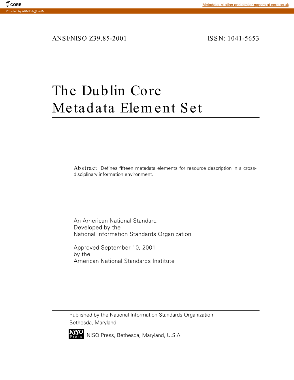 The Dublin Core Metadata Element Set