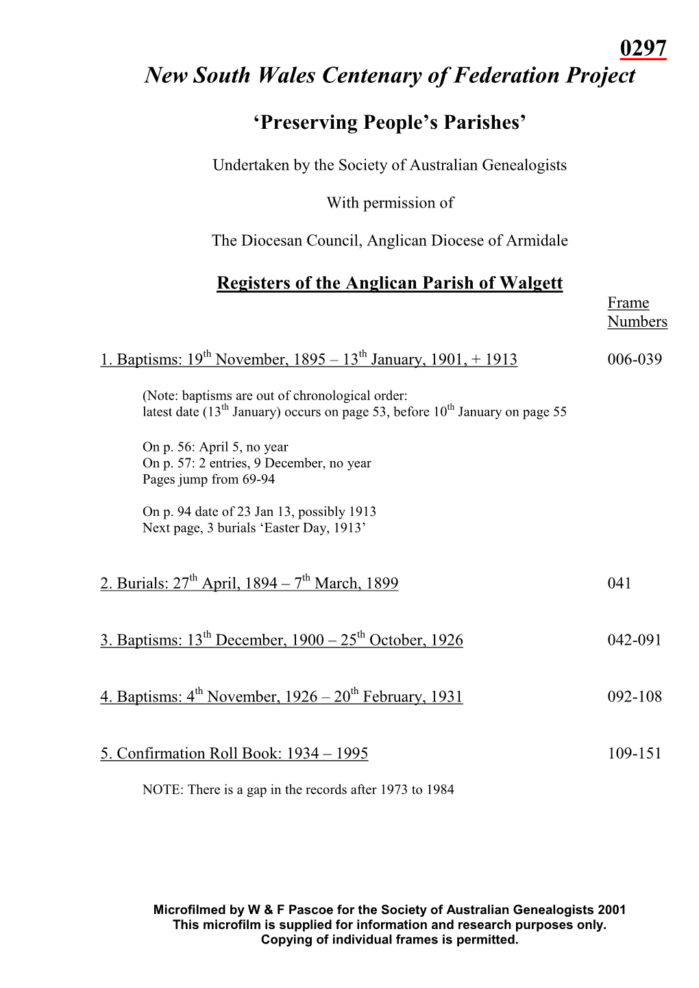 New South Wales Centenary of Federation Project