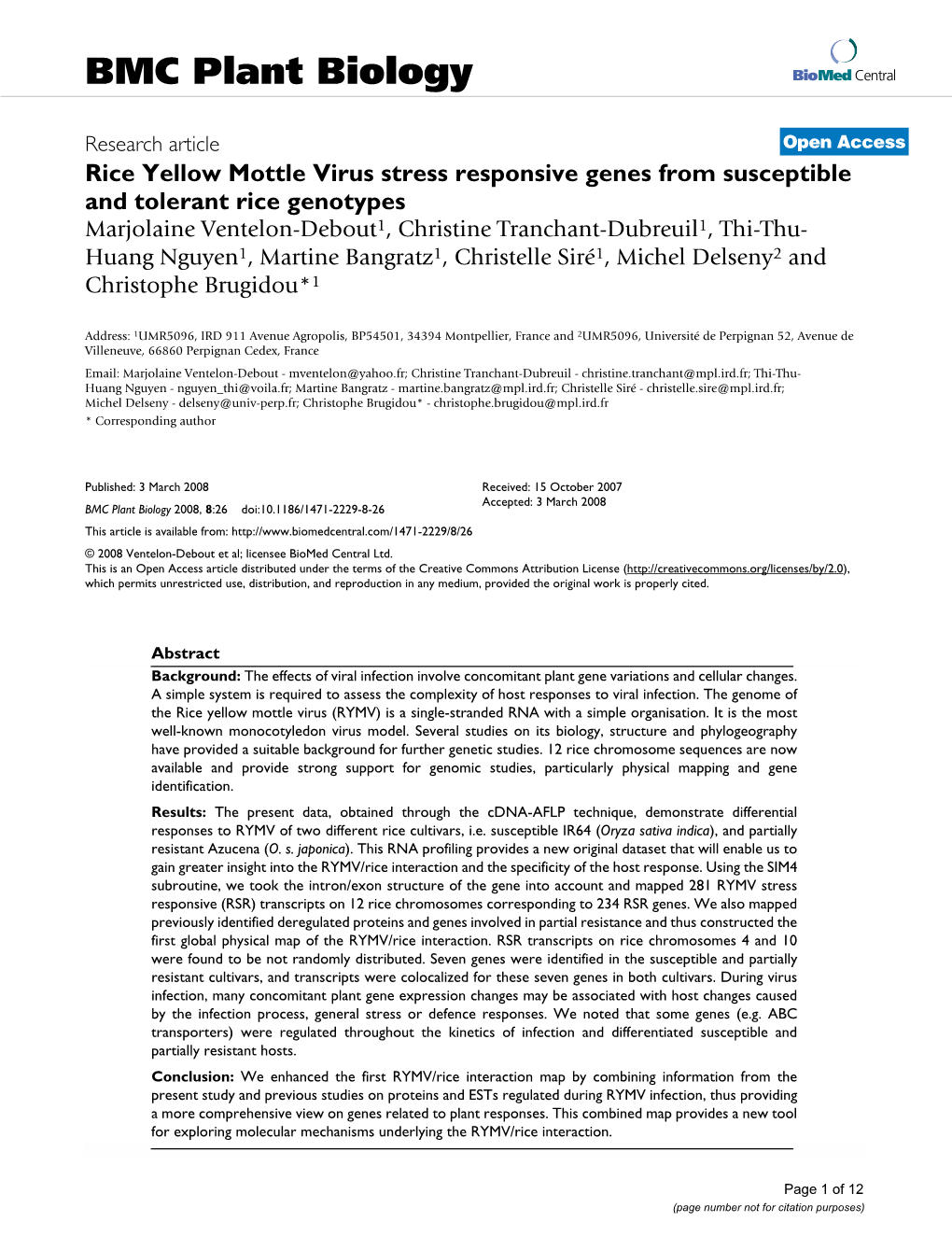 View on Genes Related to Plant Responses