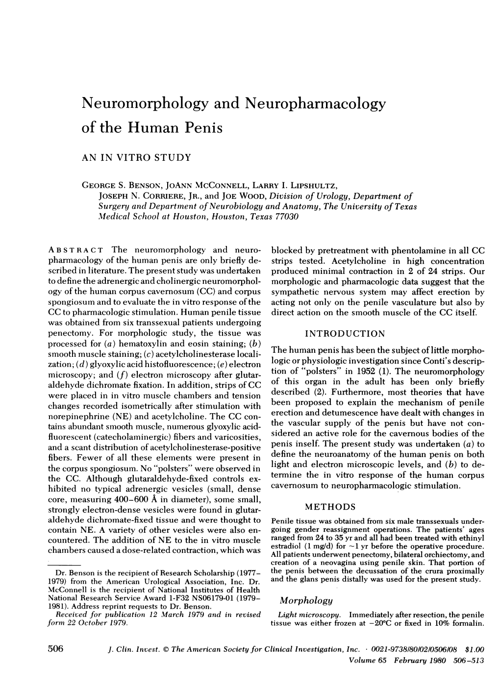 Neuromorphology and Neuropharmacology of the Human Penis