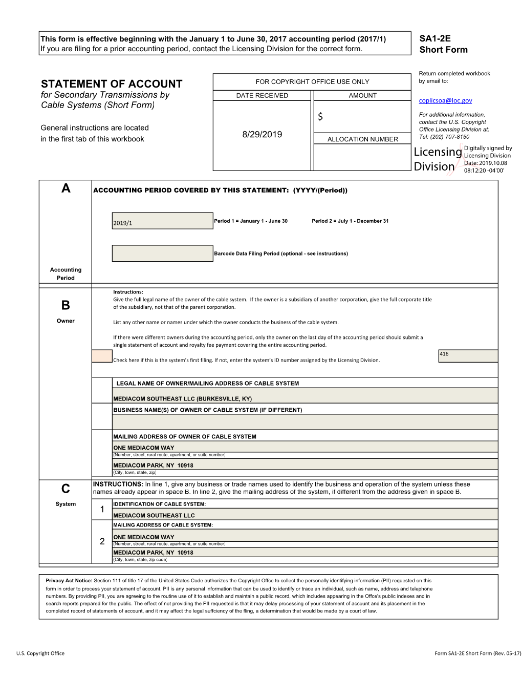 Licensing Division for the Correct Form