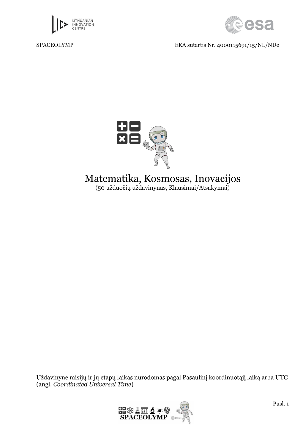 Matematika, Kosmosas, Inovacijos (50 Užduočių Uždavinynas, Klausimai/Atsakymai)