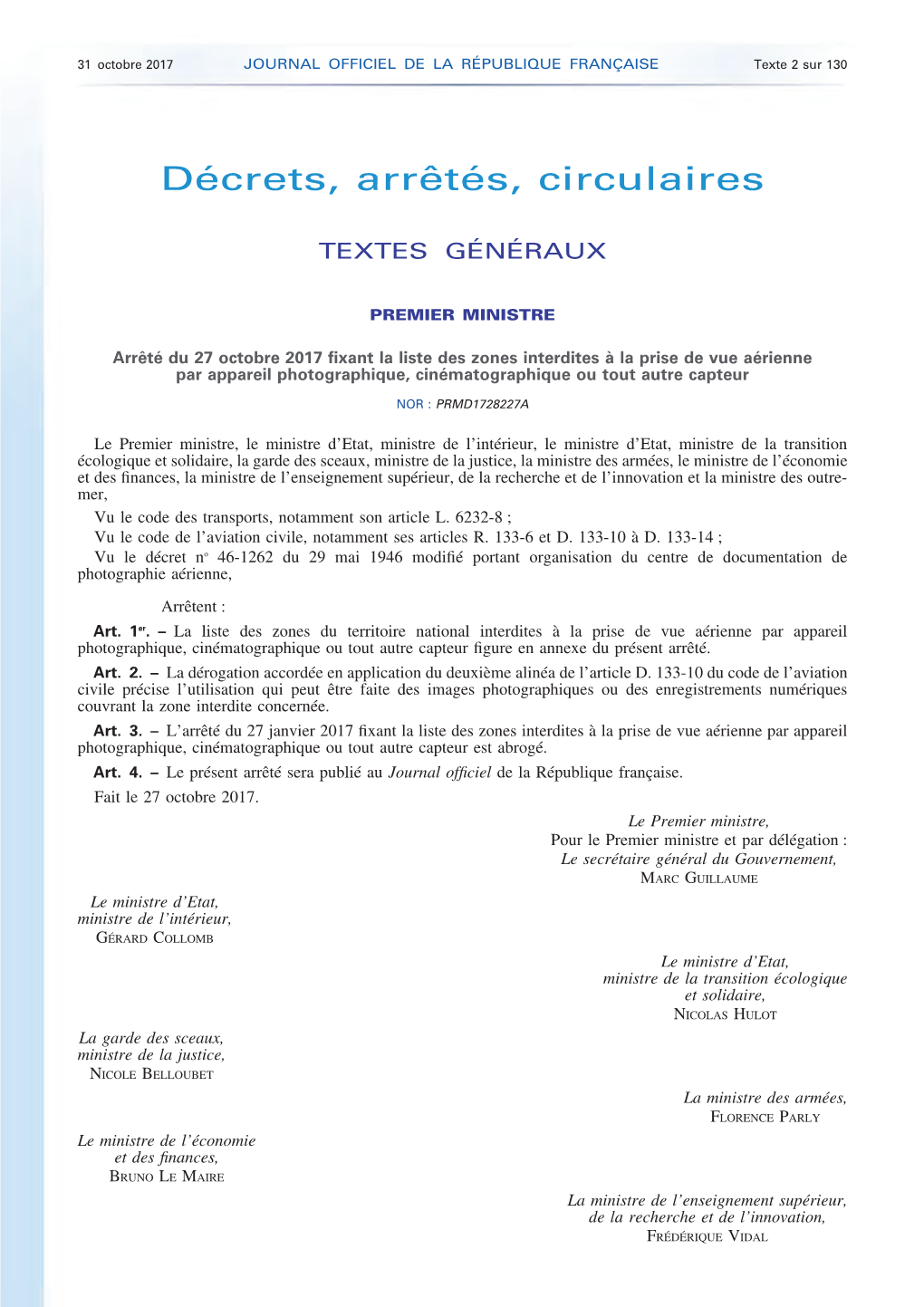 JOURNAL OFFICIEL DE LA RÉPUBLIQUE FRANÇAISE Texte 2 Sur 130