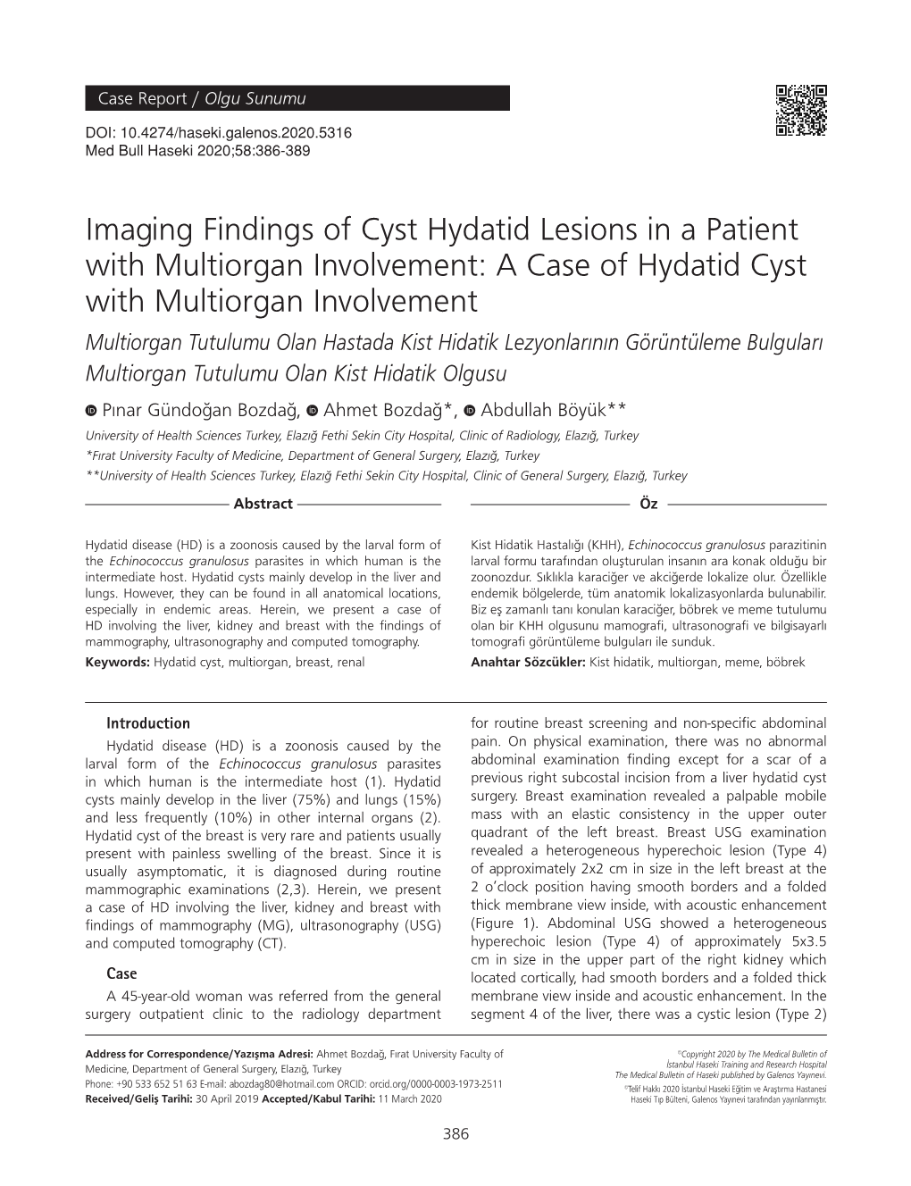 Imaging Findings of Cyst Hydatid Lesions in A
