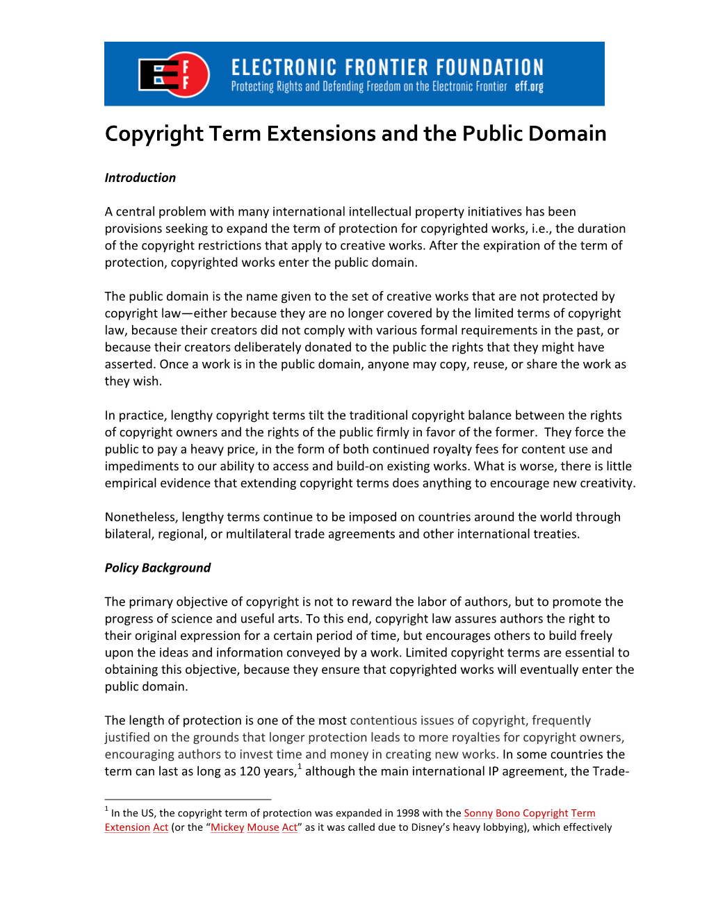 Copyright Term Extensions and the Public Domain