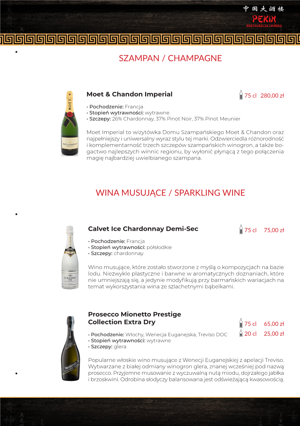 Szampan / Champagne Wina Musujące / Sparkling Wine