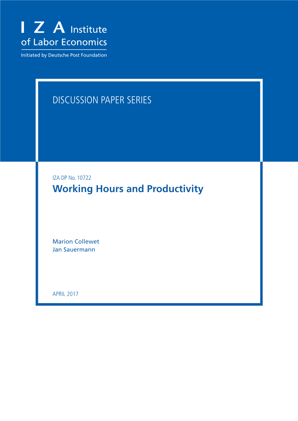 Working Hours and Productivity