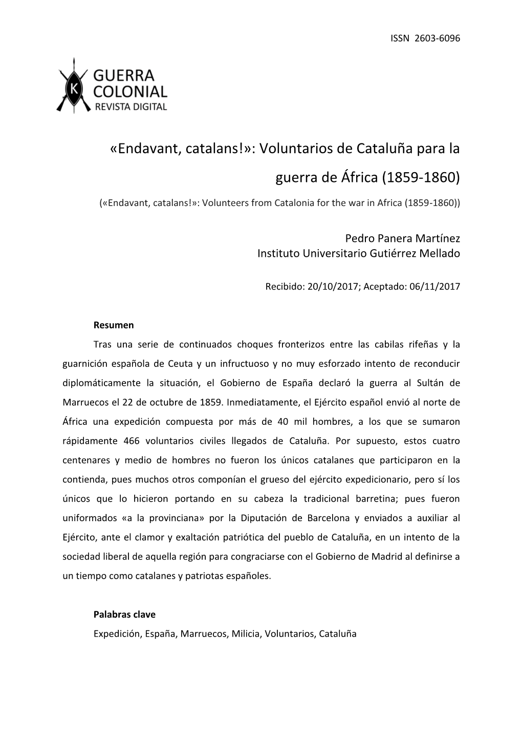 Voluntarios De Cataluña Para La Guerra De África (1859-1860)