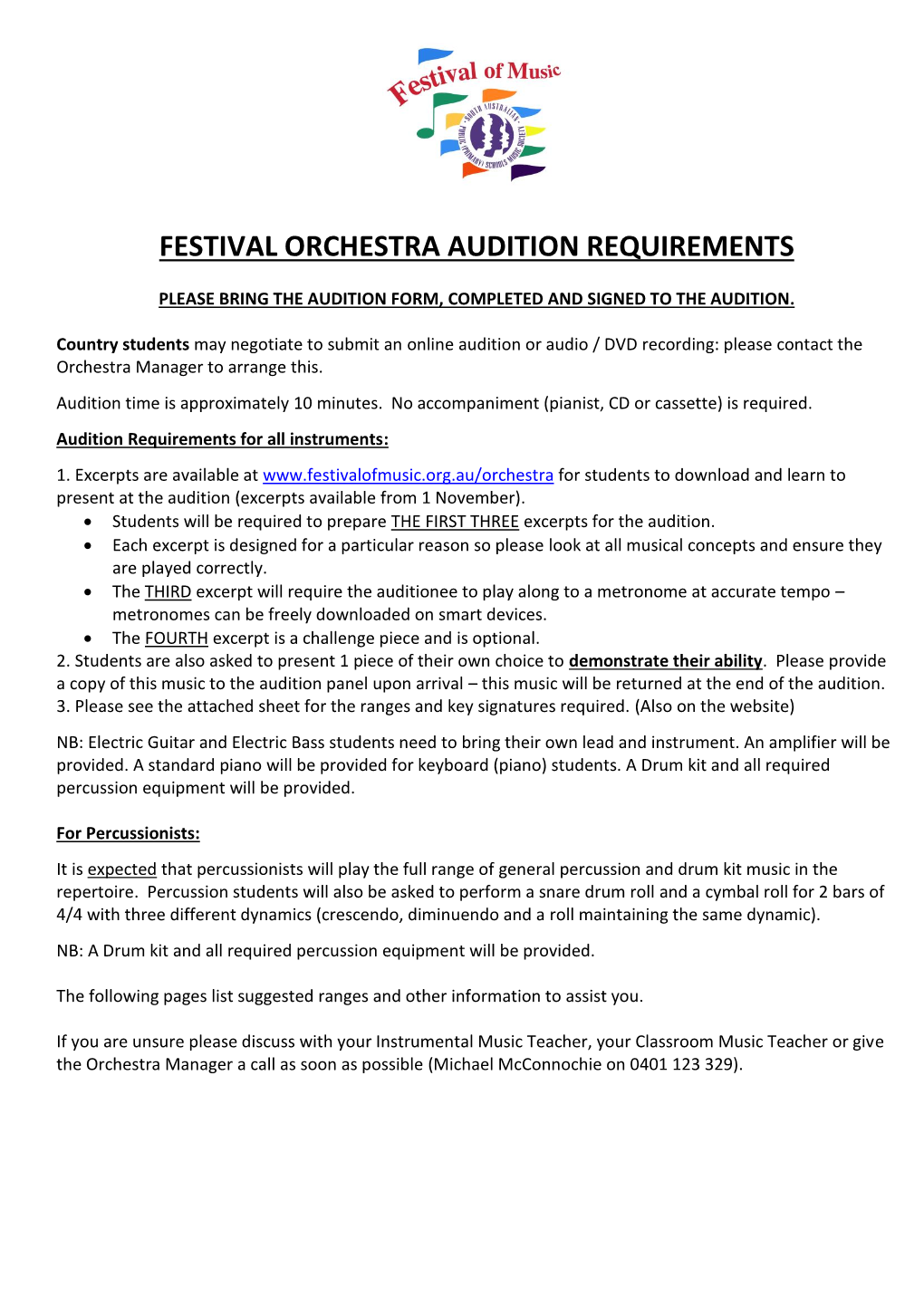 PSMF Instrument Requirements