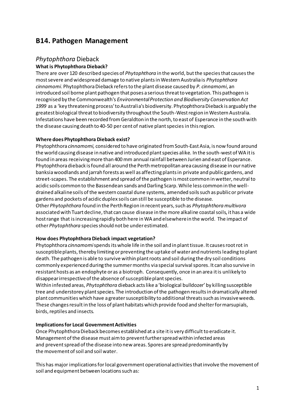 B14. Pathogen Management