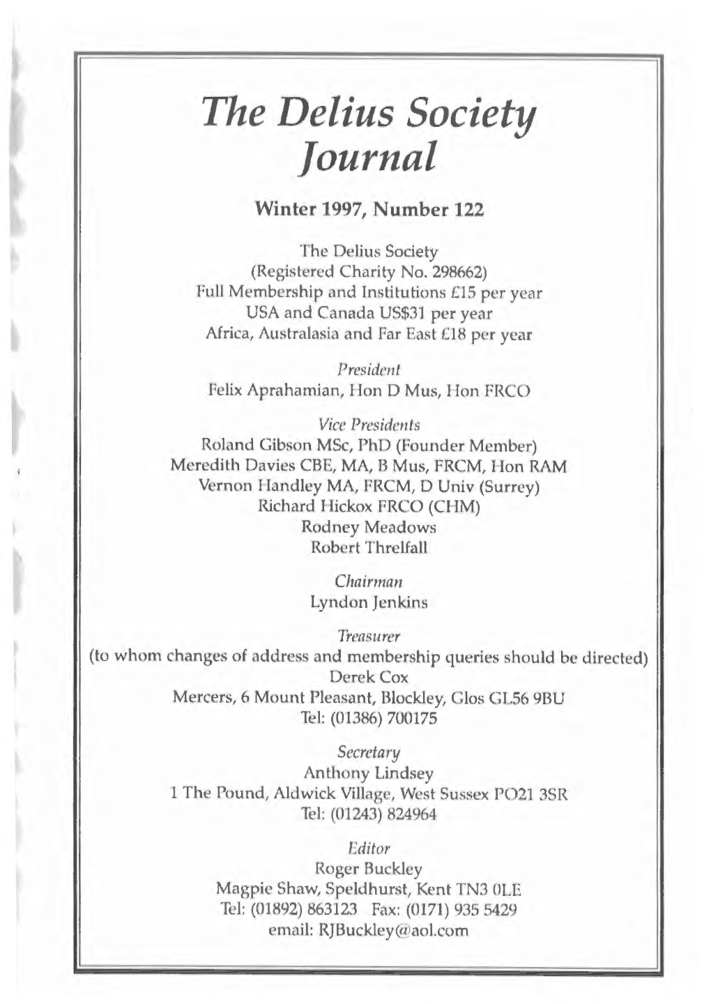 The Delius Society Journal