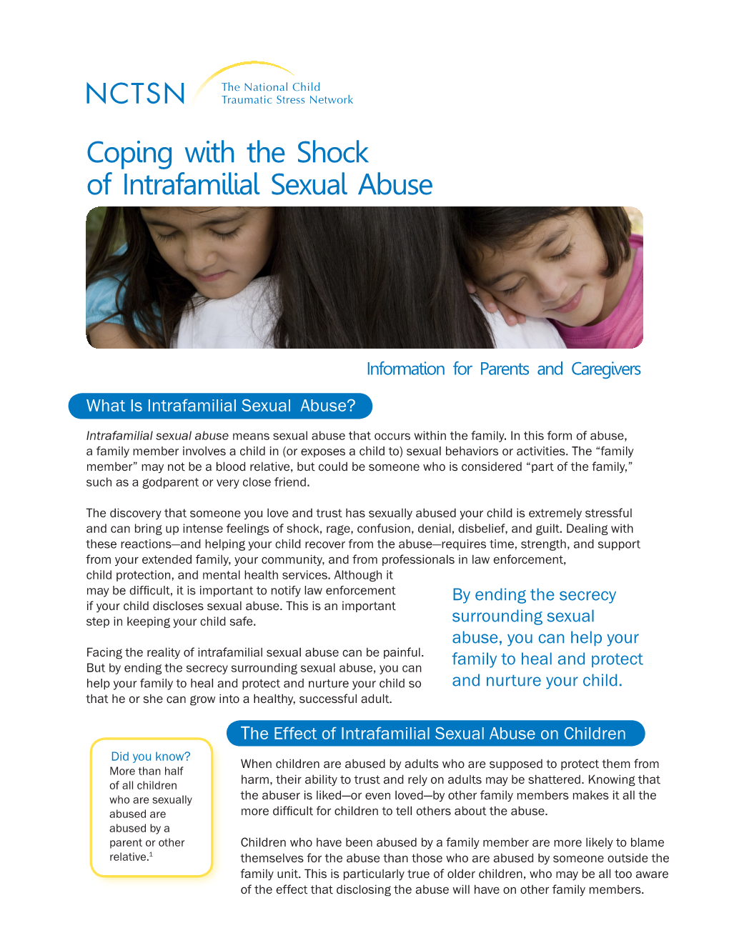 Coping with the Shock of Intrafamilial Sexual Abuse