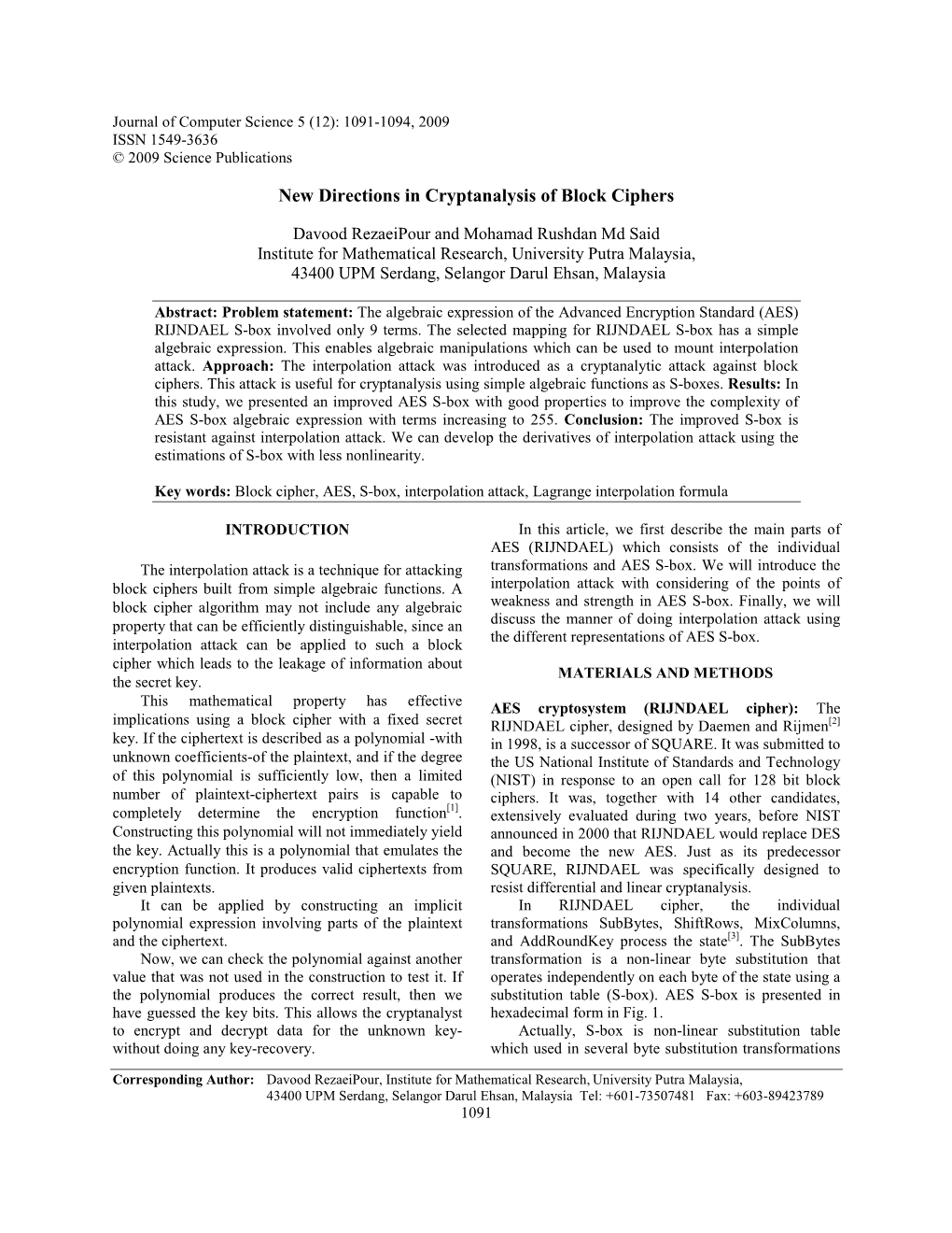 New Directions in Cryptanalysis of Block Ciphers