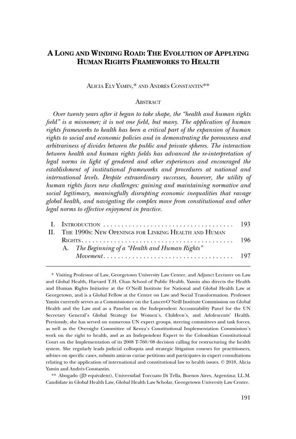 A Long and Winding Road: the Evolution of Applying Human Rights Frameworks to Health