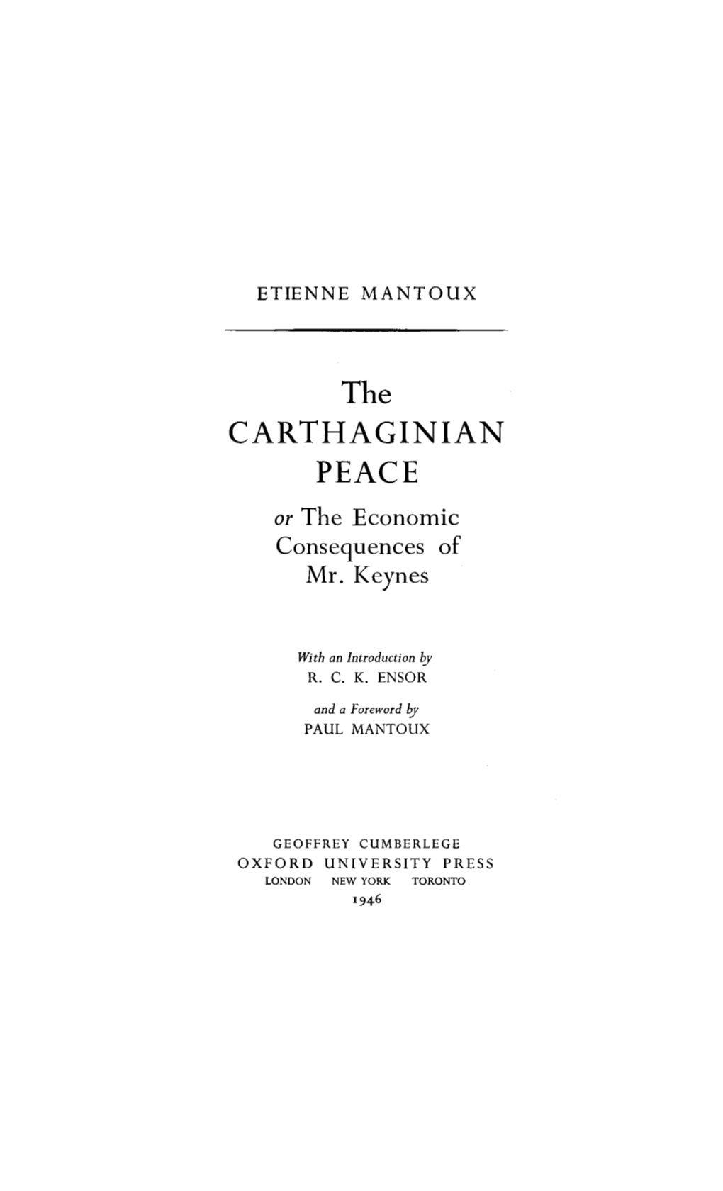 The CARTHAGINIAN PEACE