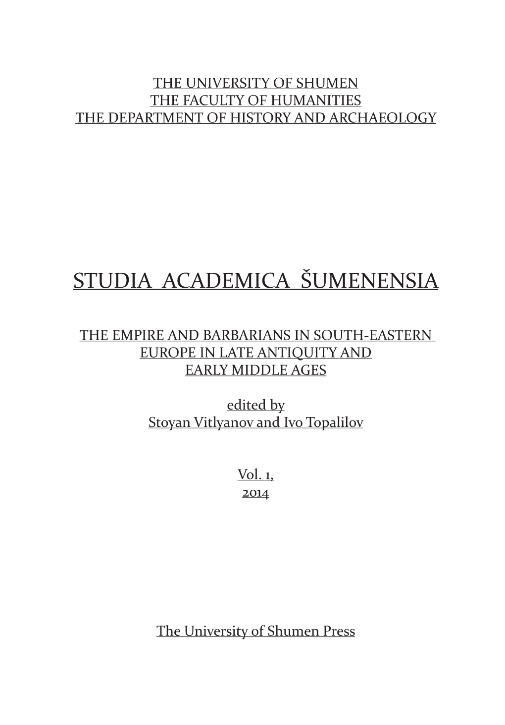 Studia Academica Šumenensia