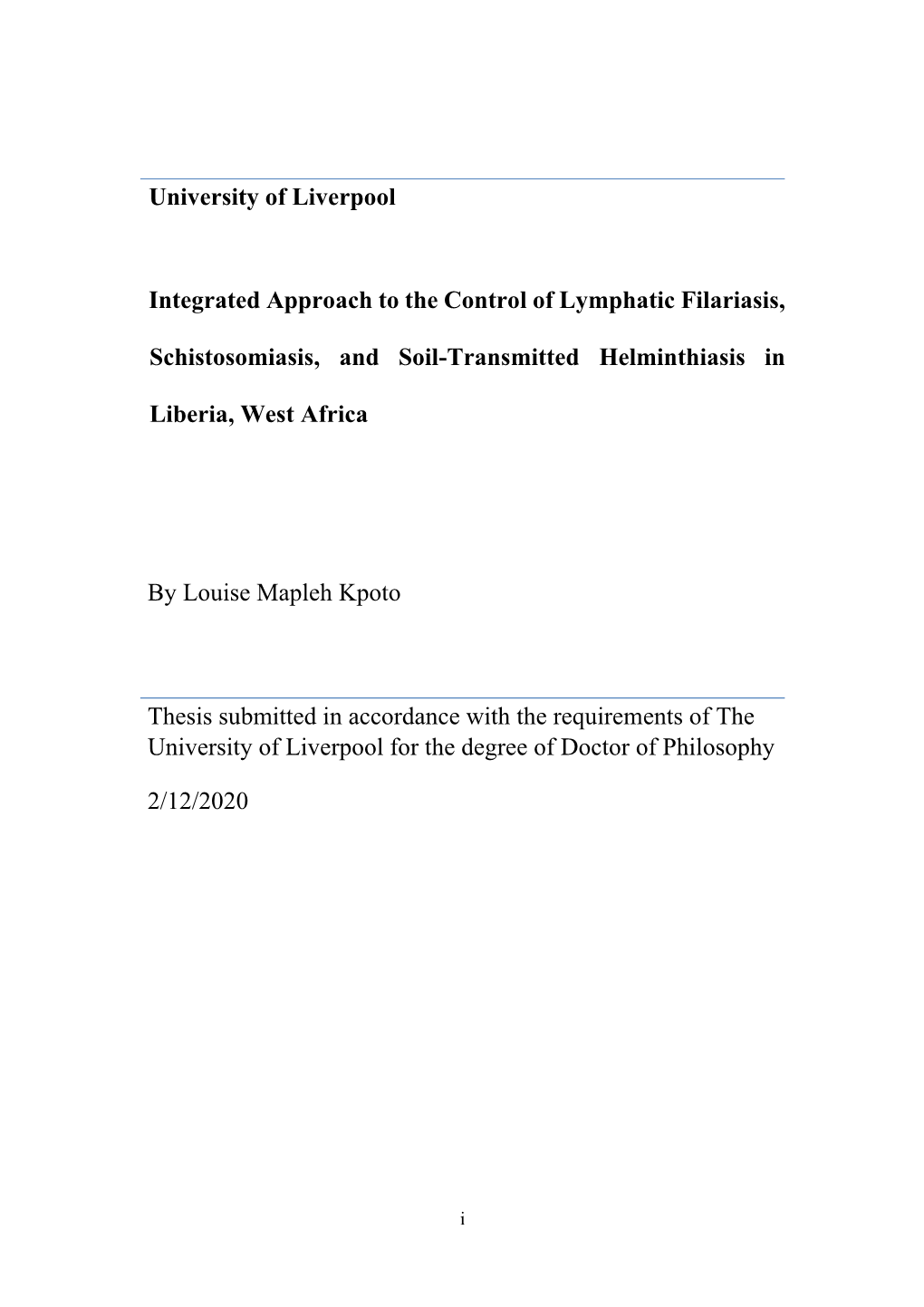 Integrated Approach to the Control of Lymphatic Filariasis