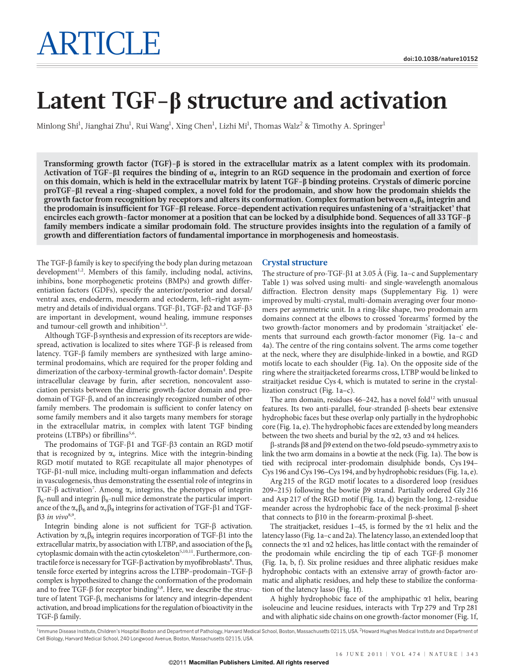 Latent TGF-Β Structure and Activation