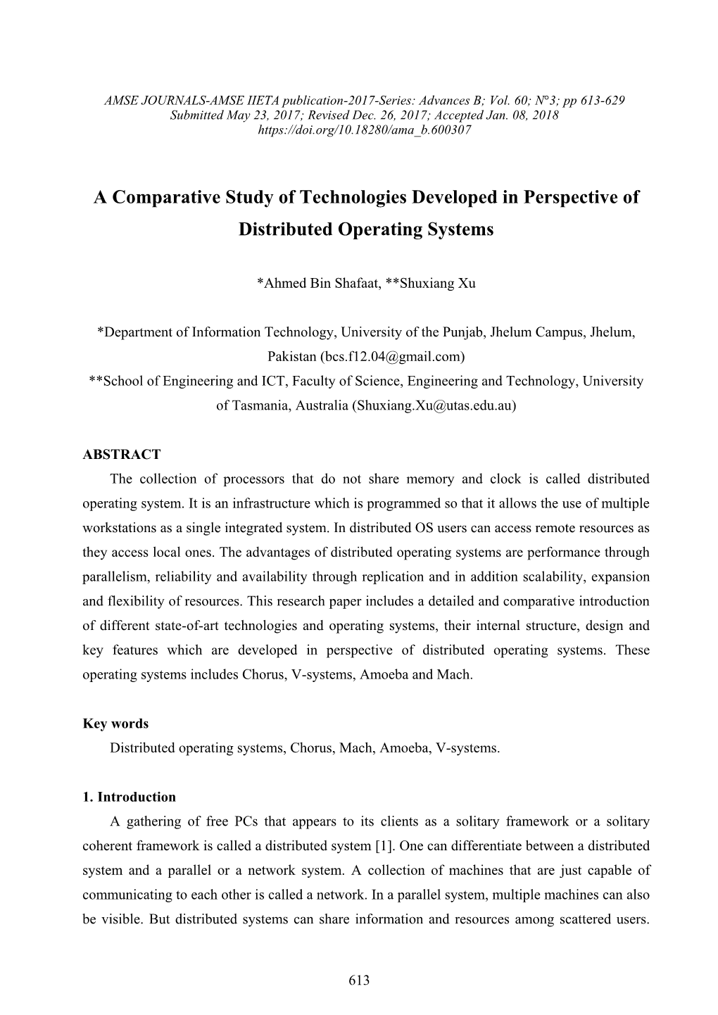 A Comparative Study of Technologies Developed in Perspective of Distributed Operating Systems