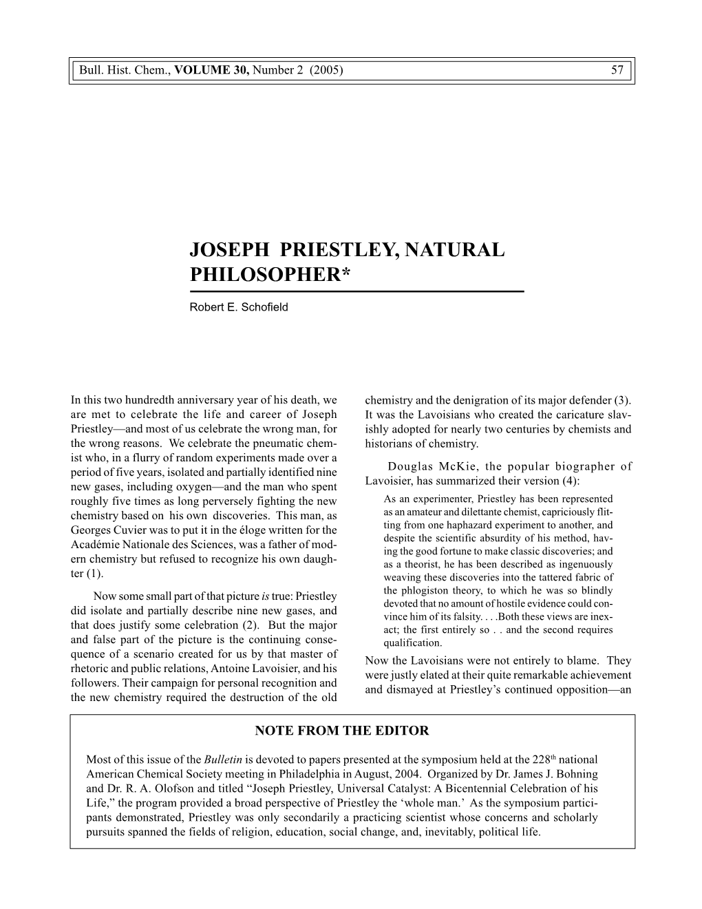 Joseph Priestley, Natural Philosopher*