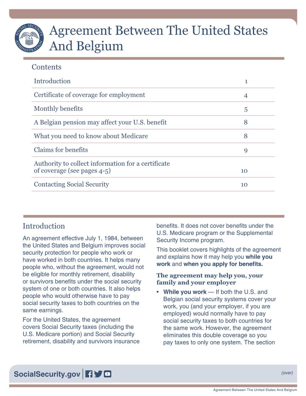 Agreement Between the United States and Belgium