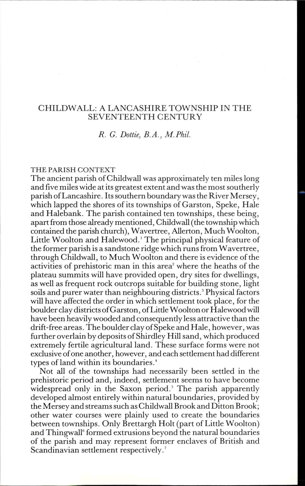 Childwall: a Lancashire Township in the Seventeenth Century