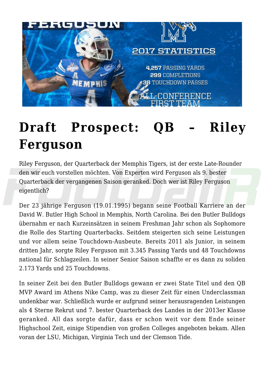 Draft Prospect: QB – Riley Ferguson