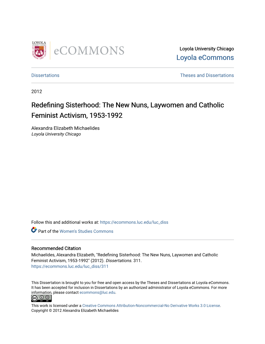 The New Nuns, Laywomen and Catholic Feminist Activism, 1953-1992