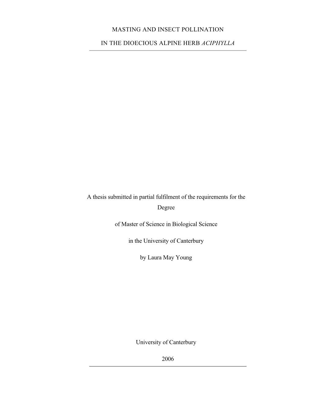 Masting and Insect Pollination in the Dioecious