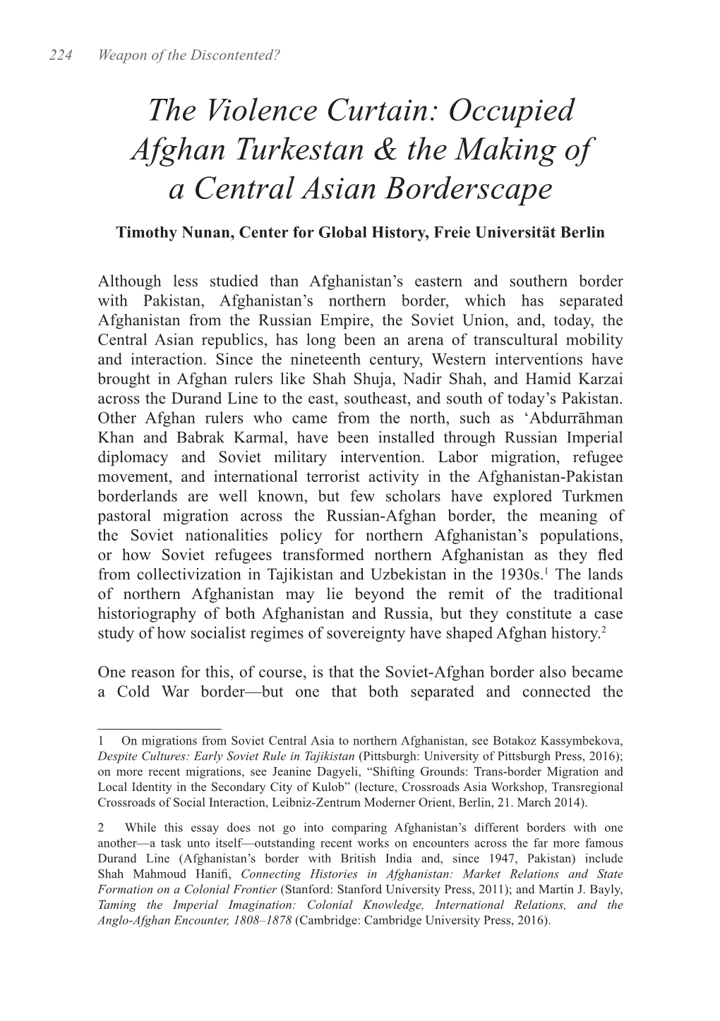 The Violence Curtain: Occupied Afghan Turkestan & the Making of a Central Asian Borderscape