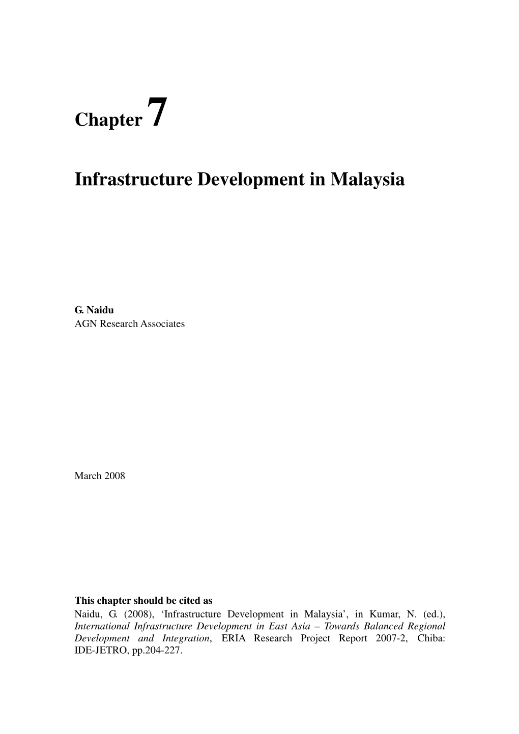 Chapter 7 Infrastructure Development in Malaysia