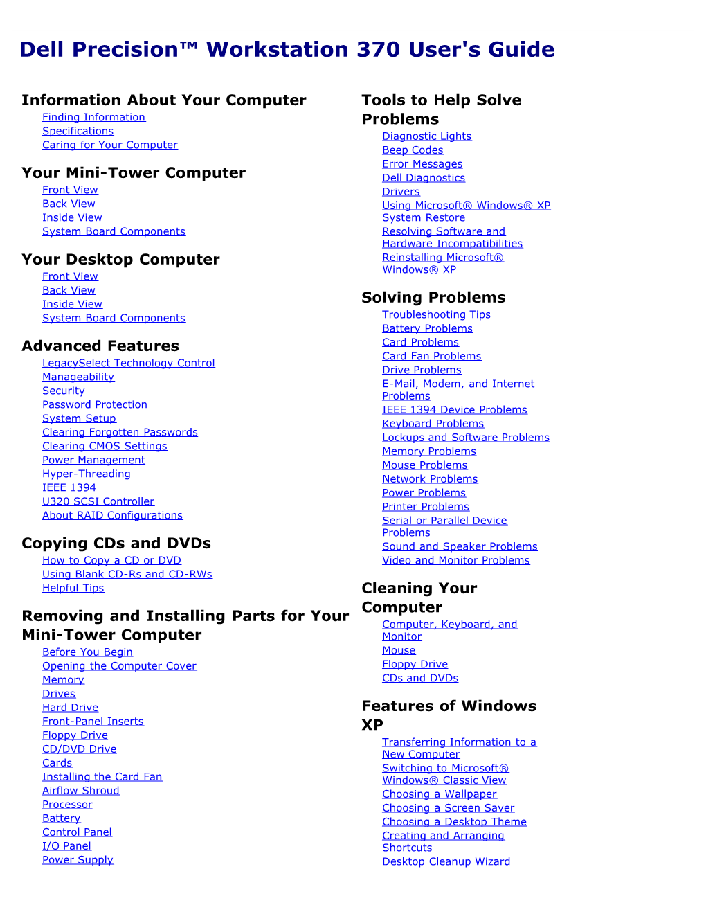 Dell Precision Workstation 370 User's Guide