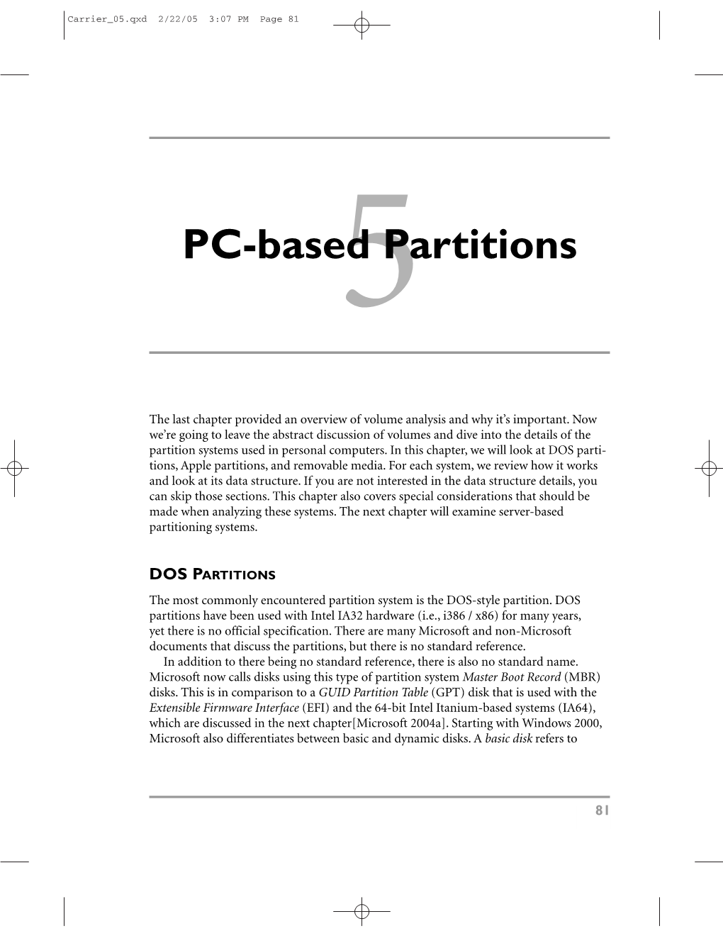 Pc-Based Partitions