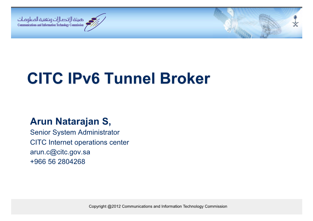CITC Ipv6 Tunnel Broker