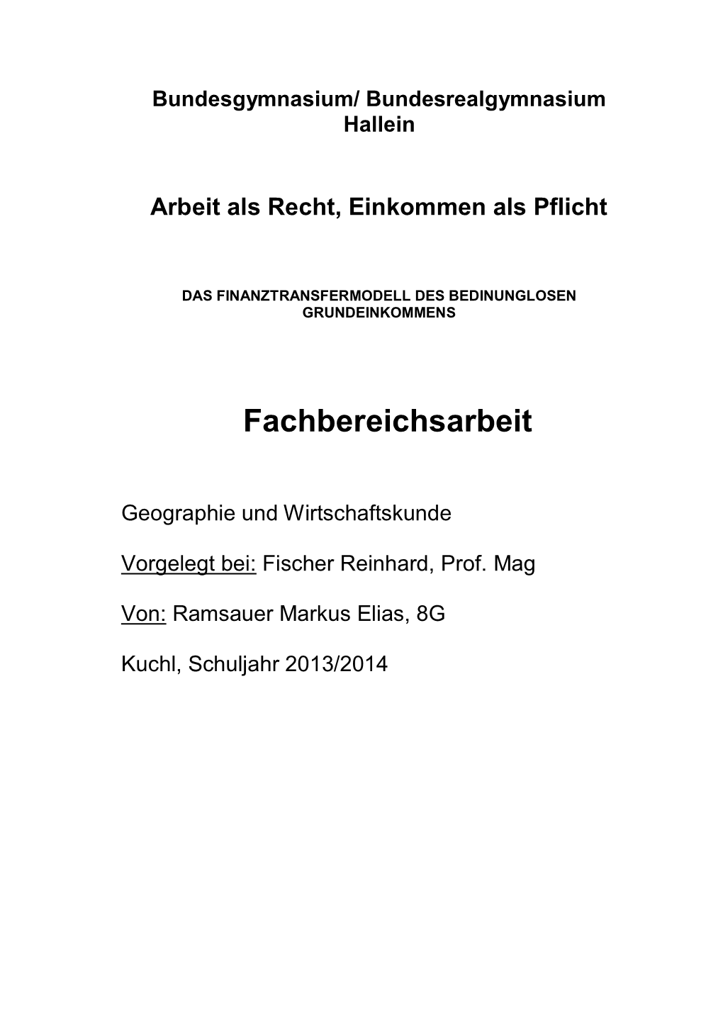 Fachbereichsarbeit