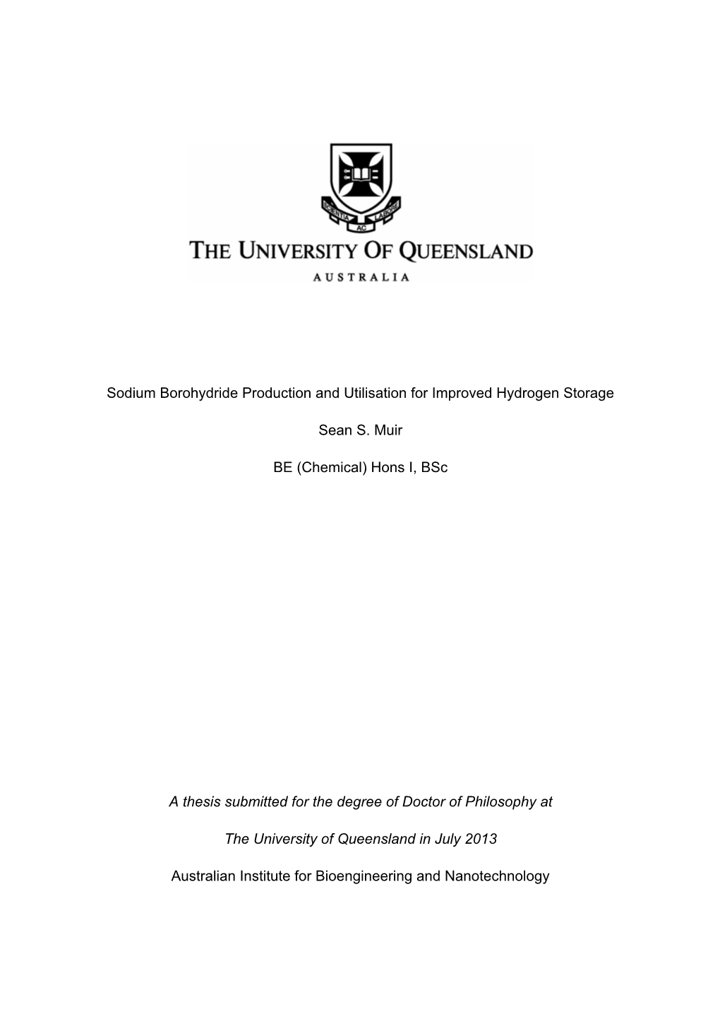 Sodium Borohydride Production and Utilisation for Improved Hydrogen Storage