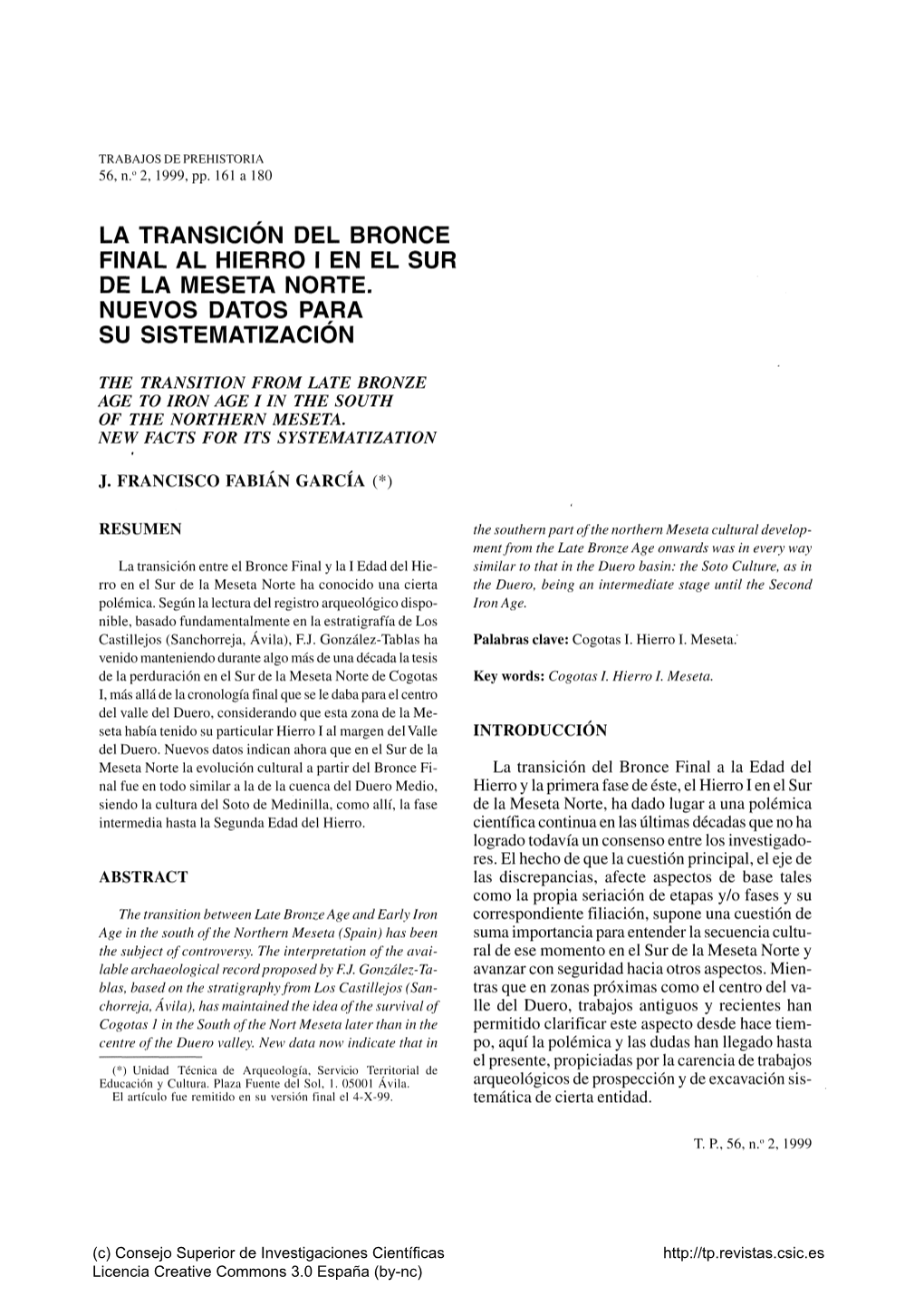 La Transición Del Bronce Final Al Hierro I En El Sur De La Meseta Norte