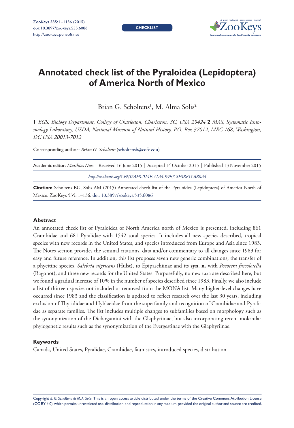 Annotated Check List of the Pyraloidea (Lepidoptera) of America North of Mexico